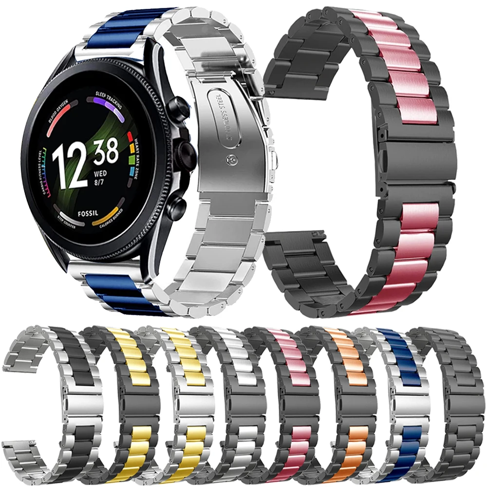 

Ремешок из нержавеющей стали для Fossil Gen 6 44 мм, браслет для часов Fossil Gen 5 5E 44 мм/LTE 45 мм/Carlyle HR/металлический браслет