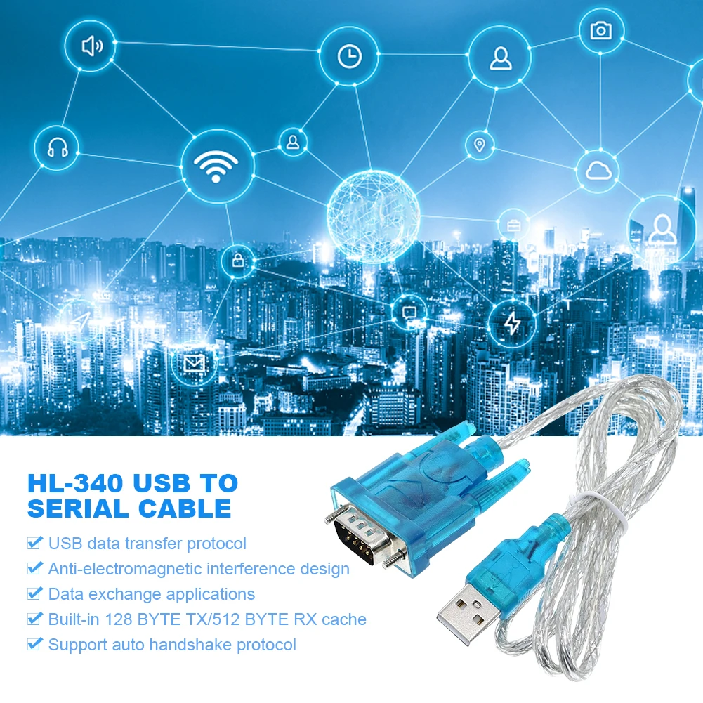 HL-340 USB-RS232 COM 포트 직렬 USB-직렬 케이블 USB-9핀 직렬 케이블 Windows7 64비트 지원