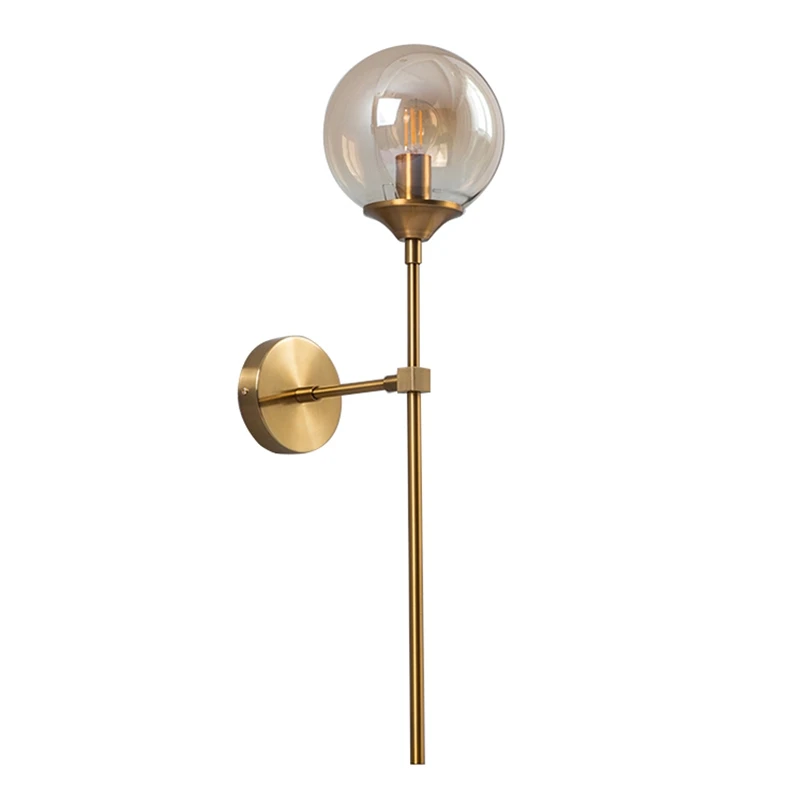 

Стеклянная настенная лампа, винтажный промышленный Настенный Круглый скандинавский светильник, прикроватный декоративный светильник для гостиной и кухни, Янтарный