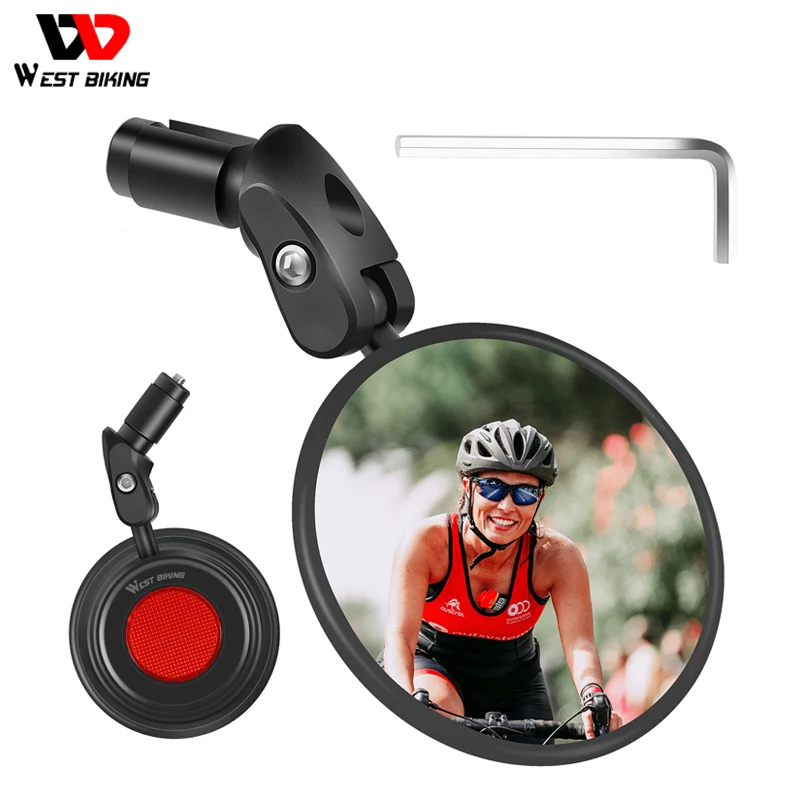 

WEST BIKING Bicycle Rearview Mirror End Handlebar 360 Adjustable Convex Bike Mirror Cycling Safety Warning Bicycle Reflectors