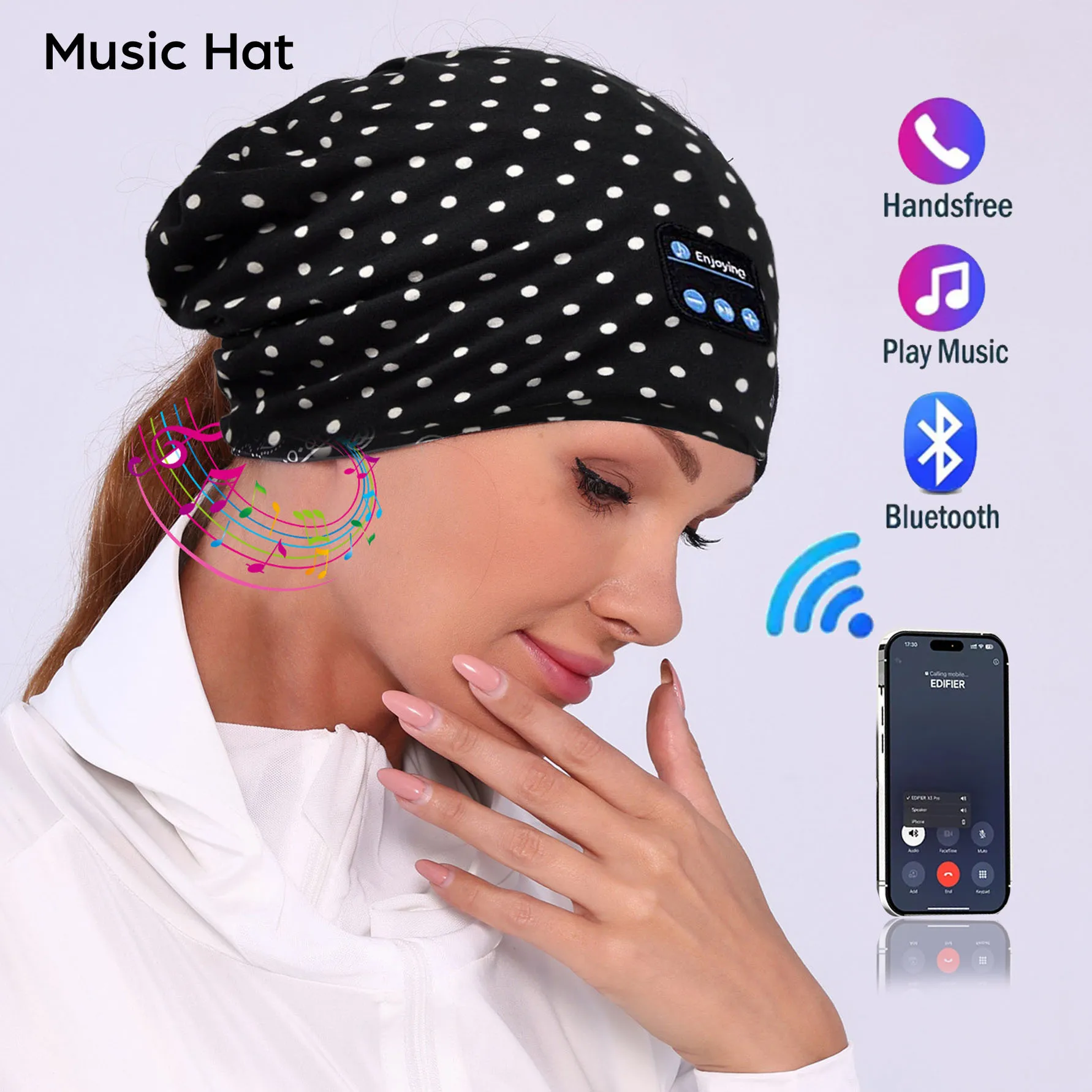 Wireless Bluetooth Headphones Outdoor Sports Music Headset Soft Breathable Cotton Cap Handsfree Call Earphone Scarf Rechargeable
