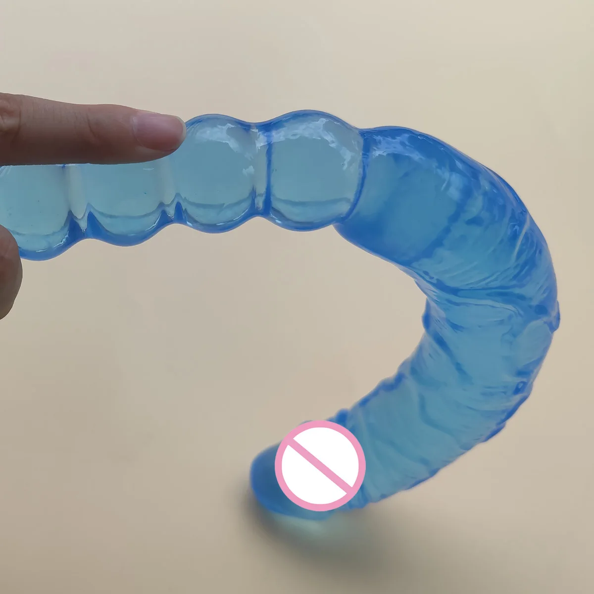 Blue Transparent Soft Elastic Dual-purpose Female Masturbator U-shaped Double Dildo Soft Jelly for Same-sex Sex Toy sex toys