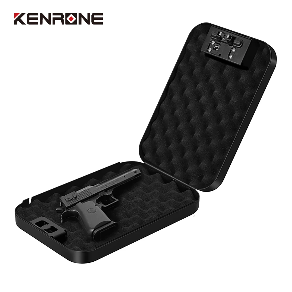 Portable Travel Fingerprint Pistol Safe Waterproof Moisture-Proof Box Mini Handgun Gun Safe with Steel Rope