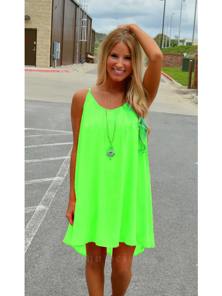 

2024 Party Chiffon Slip Dress Mesh Backless Sleeveless Short Dresses Women Dance Wear Pareo Sexy Costume