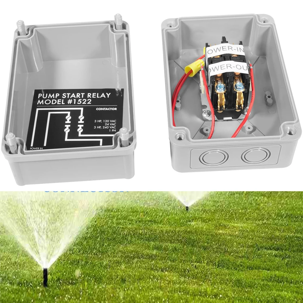 1522 Pump Start Relay for Irrigation Systems with Housing 3 HP / 110V/220V 24V Coil for Sprinkler Pumps, Water Plant Pump Brass my2p hh52p my2nj relay coil general dpdt micro mini electromagnetic relay switch with socket base led ac 110v 220v dc 12v 24v