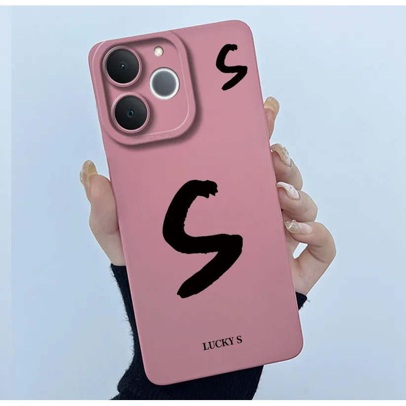 Cute Initial Letters Shockproof Soft Silicone Phone Case Cover Bumper