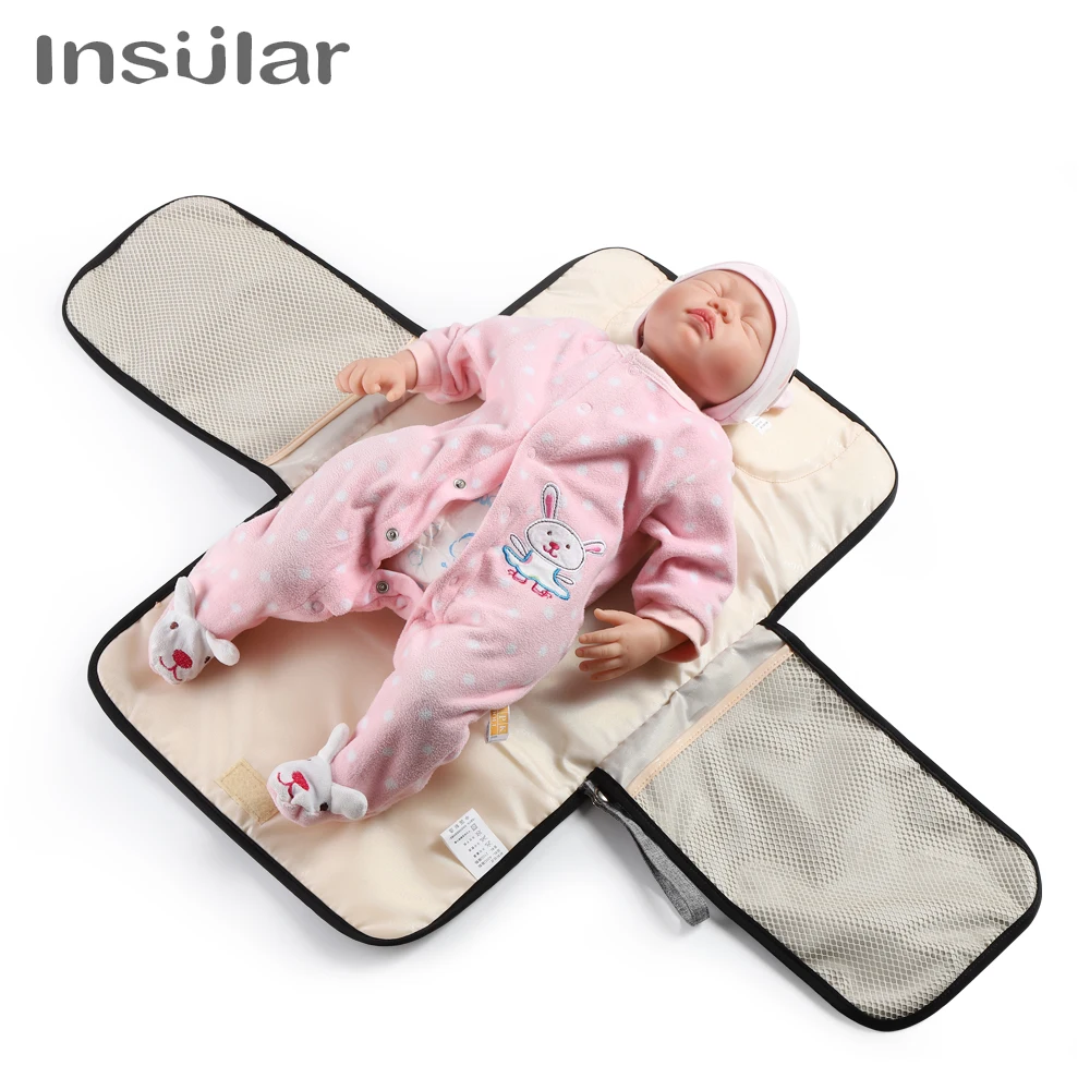 Portable Baby Changing Mat Infant Multifunction Diaper Changing Pad Newborn 2 IN 1 Waterproof Pad Cover Storage Bag