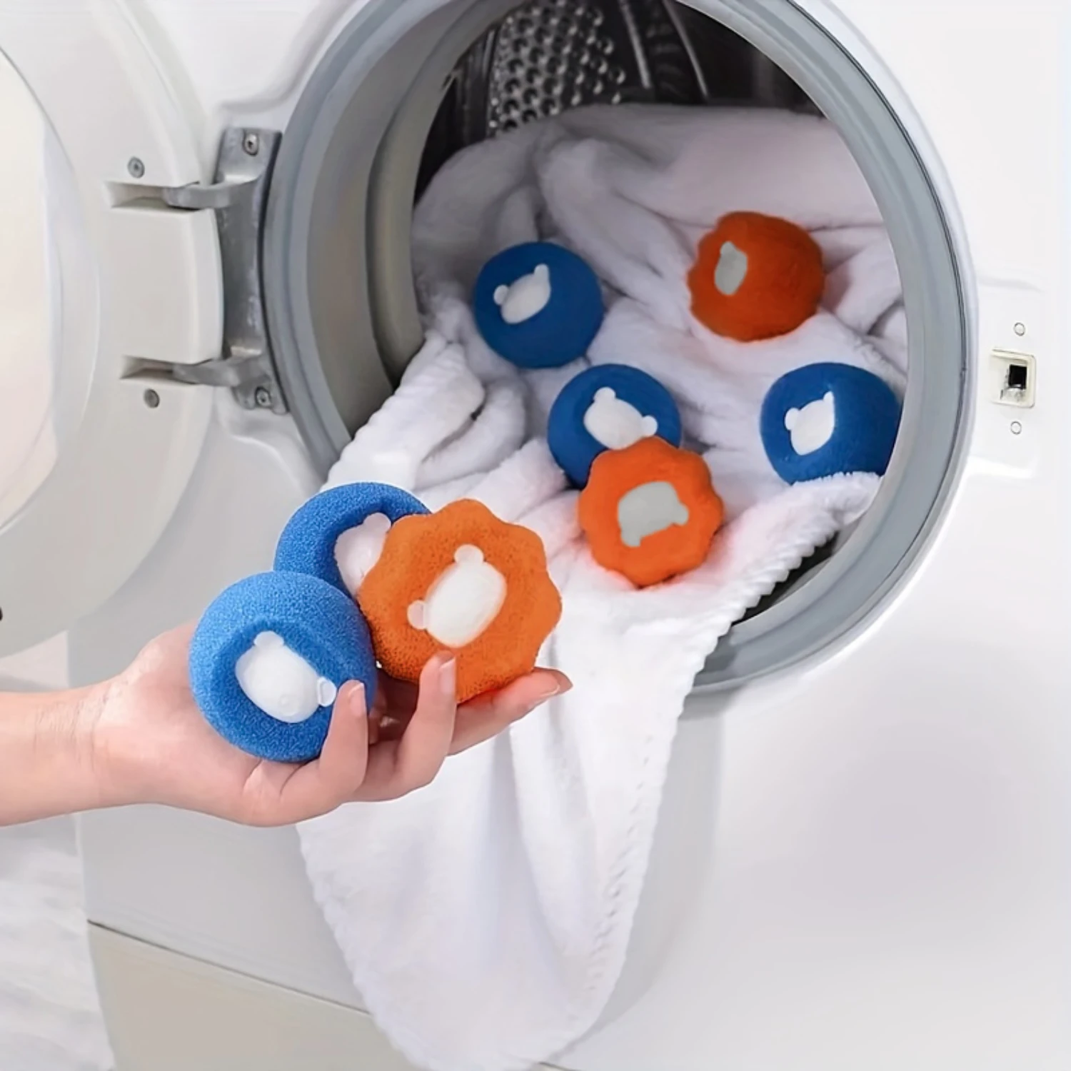 4-Pack Reusable Laundry Pet Hair Remover Washer and Dryer Balls for Clothes Non-Fabric Softener Wrinkle & Lint Reduction