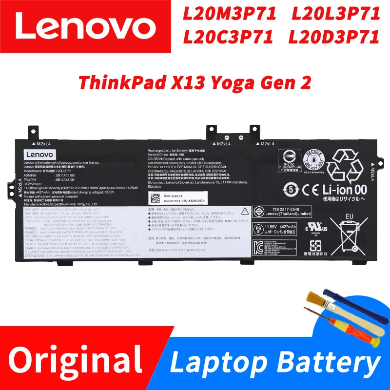

Original Lenovo ThinkPad X13 Yoga Gen 2 L20M3P71 L20L3P71 L20C3P71 L20D3P71 Laptop Battery