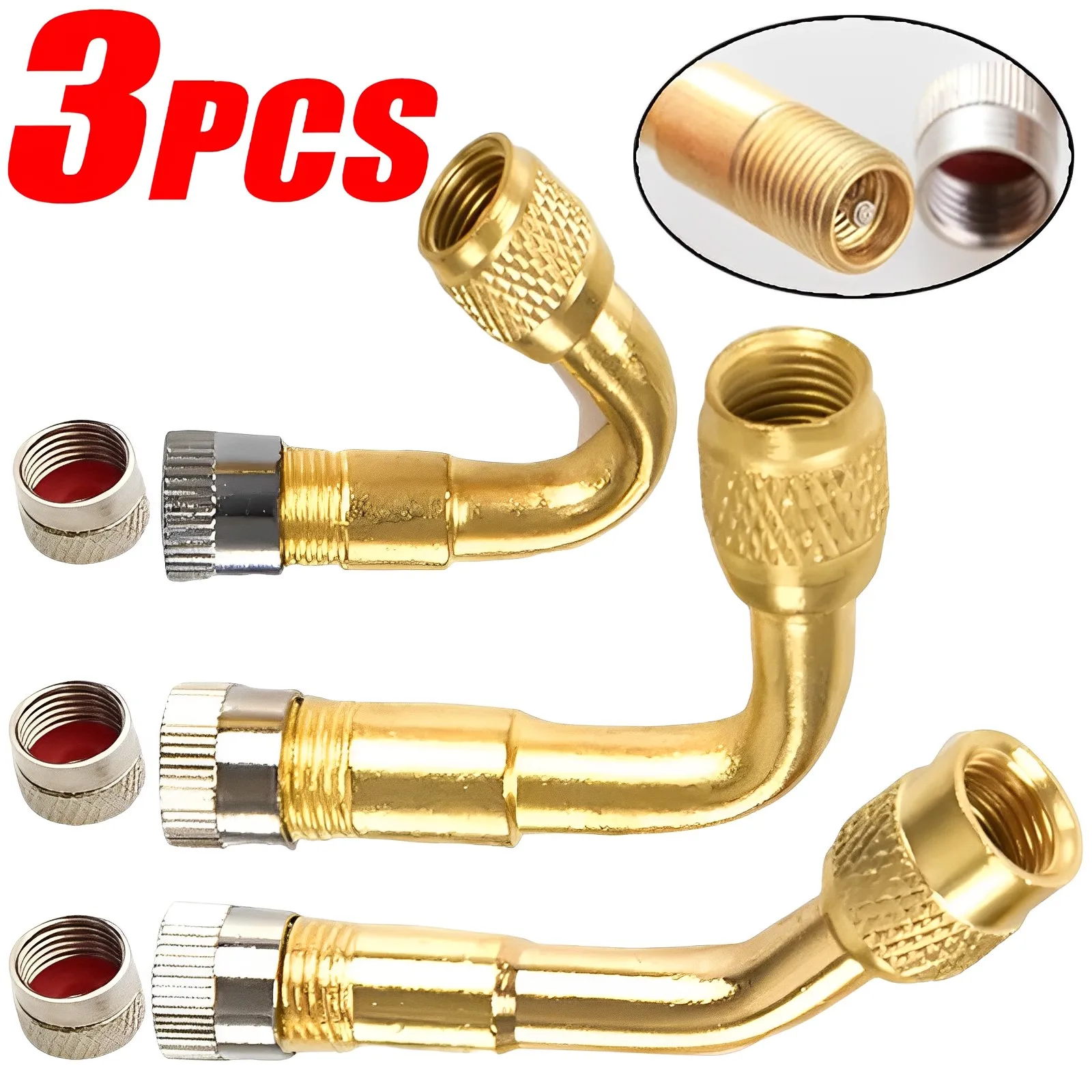 CarTyreValvesInflationExtensionTube4590135DegreeAdapter