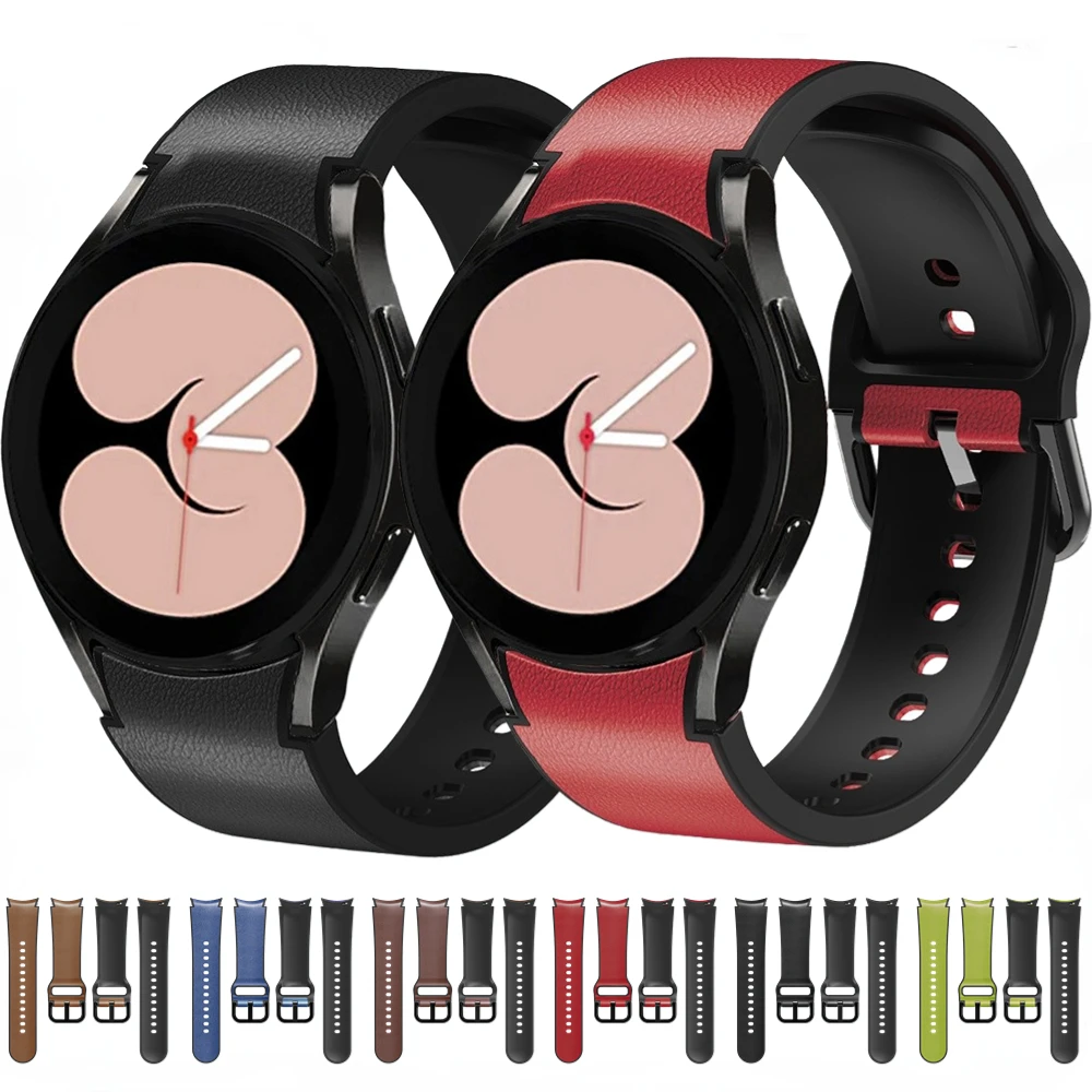 

Leather Silicone Strap for Samsung Galaxy Watch 6/5/4 44mm 40mm/Pro 45mm Wristband Samsung Watch 4/6 Classic 46mm 42mm 47mm 43mm