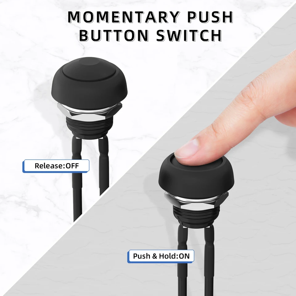 VISSQH 25pcs Interruttore A Pulsante Rotondo, SPST Pulsante Momentaneo,AC 6 A/125 V 3 A/250 V - Foto 4