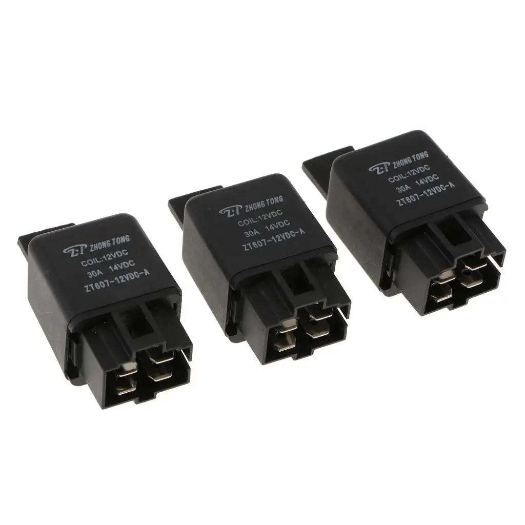 3PCS ZT607 DC12V 30A 4Pin Heavy Duty SPST Relay High Switching Capability 3PCS ZT607 DC12V 30A 4Pin Heavy Duty SPST Relay High Switching Capability