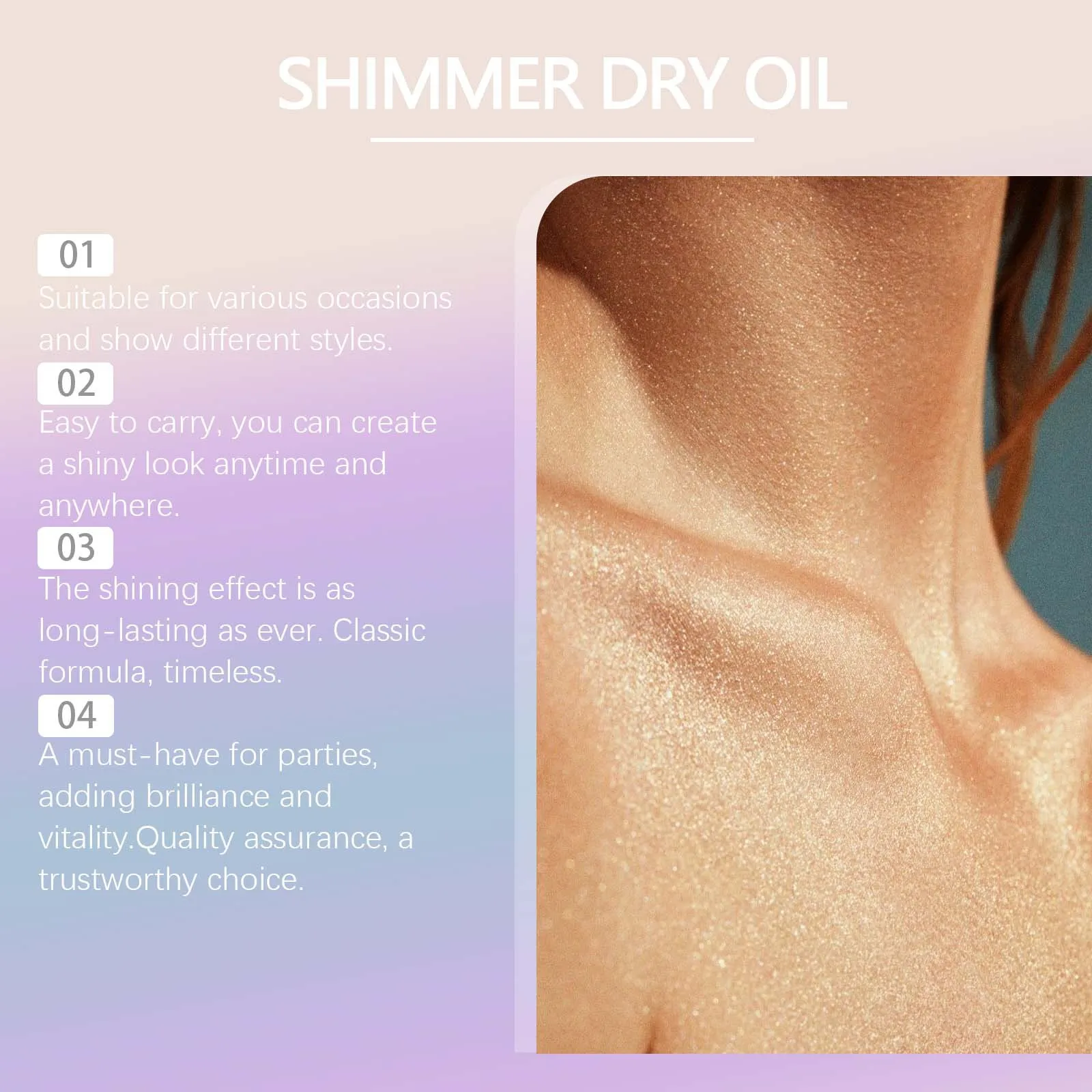 Party Body Shimmer Oil Natural Brightening Long-lasting Moisture Shiny and Lustrous Flash for Parties and Dances Festival Makeup 3