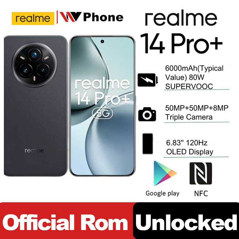 Unlocked  official rom realme 14 Pro Plus 5G NFC Snapdragon 7S Gen 3 Octa Core 6000mAh 80W SUPERVOOC 50MP OIS Triple Camera