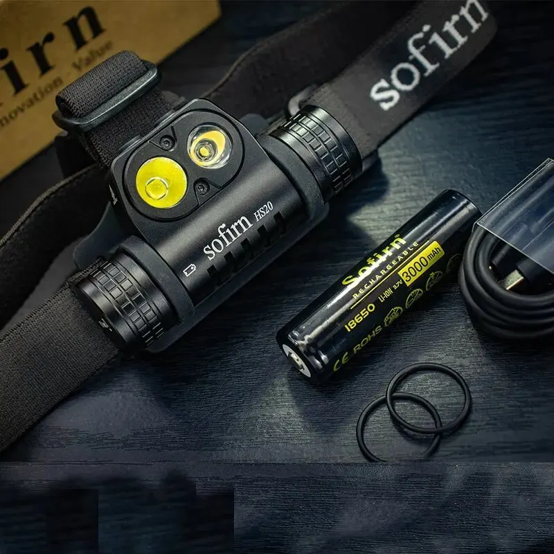 LED Headlamp Sofirn HS20 USB C Rechargeable 18650 Powerful 2700lm Light with Spotlight Floodlight Dual Switch Indicator