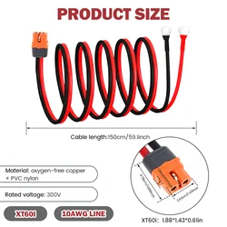 Solar EV Charge Extension Cable | XT60i to O Ring Terminal | Versatile & Safe Connecting Line (Wires)