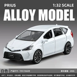 Diecast Metal Toyota Prius Toy Car with Sound & Light - Desktop Decoration & Gift (White)