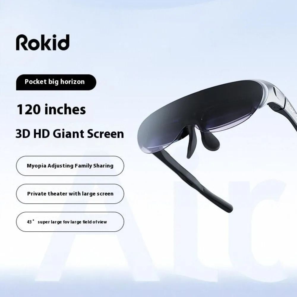 New Rokid Air AR Smart Glasses With 120 Inch Screen, 1080P OLED Dual Display, 43 &deg; FoV 55PPD Foldable Home Gaming Viewing Device