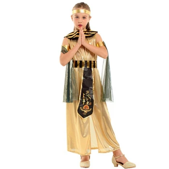 Children Halloween Costumes Girls Masquerade Golden Egyptian Costumes Princess Dresses for Themed Party
