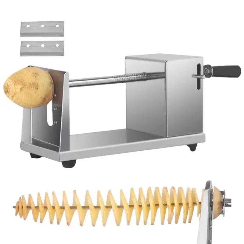 Stainless Steel Spiral Tornado Potato Cutter Kitchen Vegetable Fruit Chips Slicer 3 Blades Potato Shaped Choper