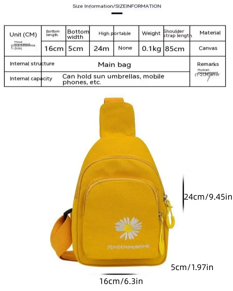 Crossbody Bag Leather Shoulder Bag Corduroy Shoulder Bag Chest Bag Spring And Summer Creative Style Shoulder Sesame Street Wrinkled Chrysanthemum Wear Resistant Messenger