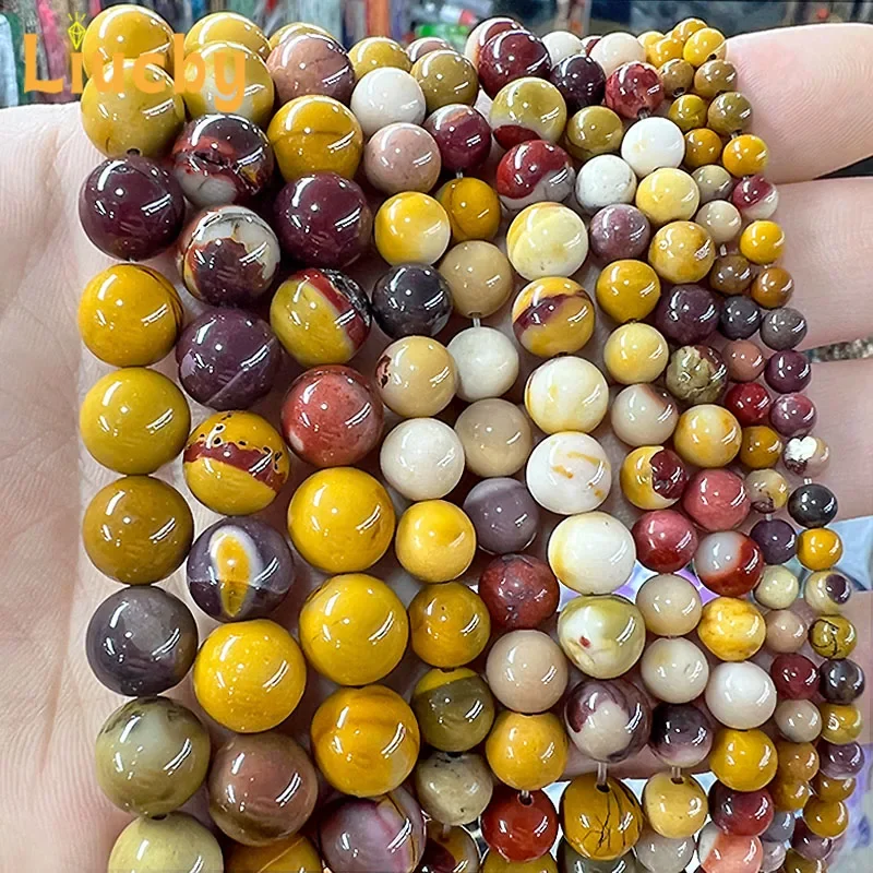 Naturstein Eigelbstein Glatte Perlen für Schmuckherstellung DIY Charm Armband Schlüsselanhänger Zubehör 15" Großhandel 4/6/8/10/12mm
