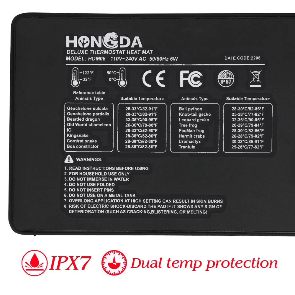 Winter Reptile Heat Mat with Thermostat 6W 11W 23W 36W Heating Pad with Temperature Control for Snakes Gecko Under Tank Heat Pad