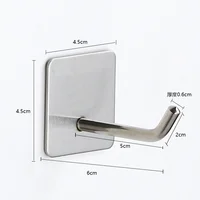 4PCS Single Hook Adhesive Hook 304 Stainless Steel Creative Hook No Punching Wall Metal Traceless Clothes Hook 1