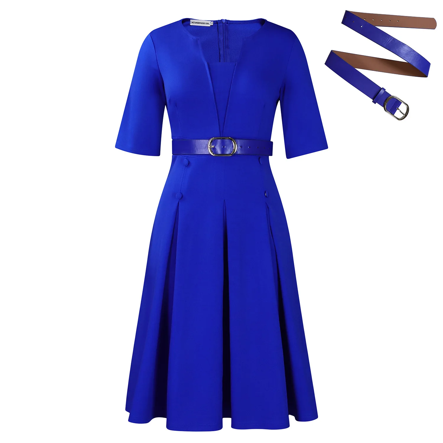 Women's Autumn Fashion Elegant Solid Color Midi Dress