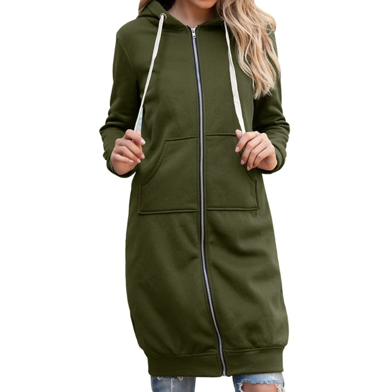 Women Up Hoodies Long Fleeces Jackets Casual Lightweight Tunics Hooded Sweatshirt Oversized Winter Coat with Dropship