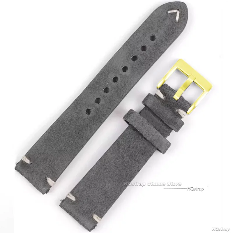 Luxurious Gold Buckle Vintage Suede Leather Strap with Quick Release