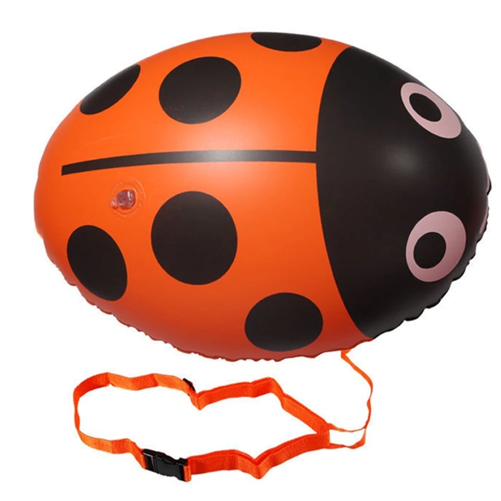 1-10Pcs PVC Inflatable Swimming Buoy Ladybug Tow Float Dry Bag Double AirBag With Belt High Visibility Water Sport Safety Bag swimming buoy
