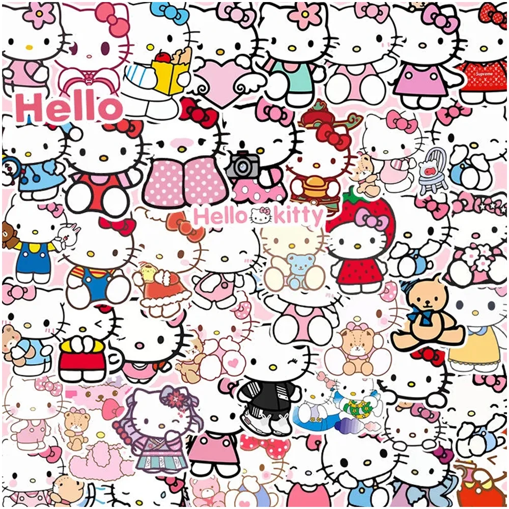 

10/30/50pcs Hello Kitty Sanrio Cartoon Stickers Kawaii Cartoon Decal Diary Laptop Skateboard Wall Car Bike Sticker for Kid Girls