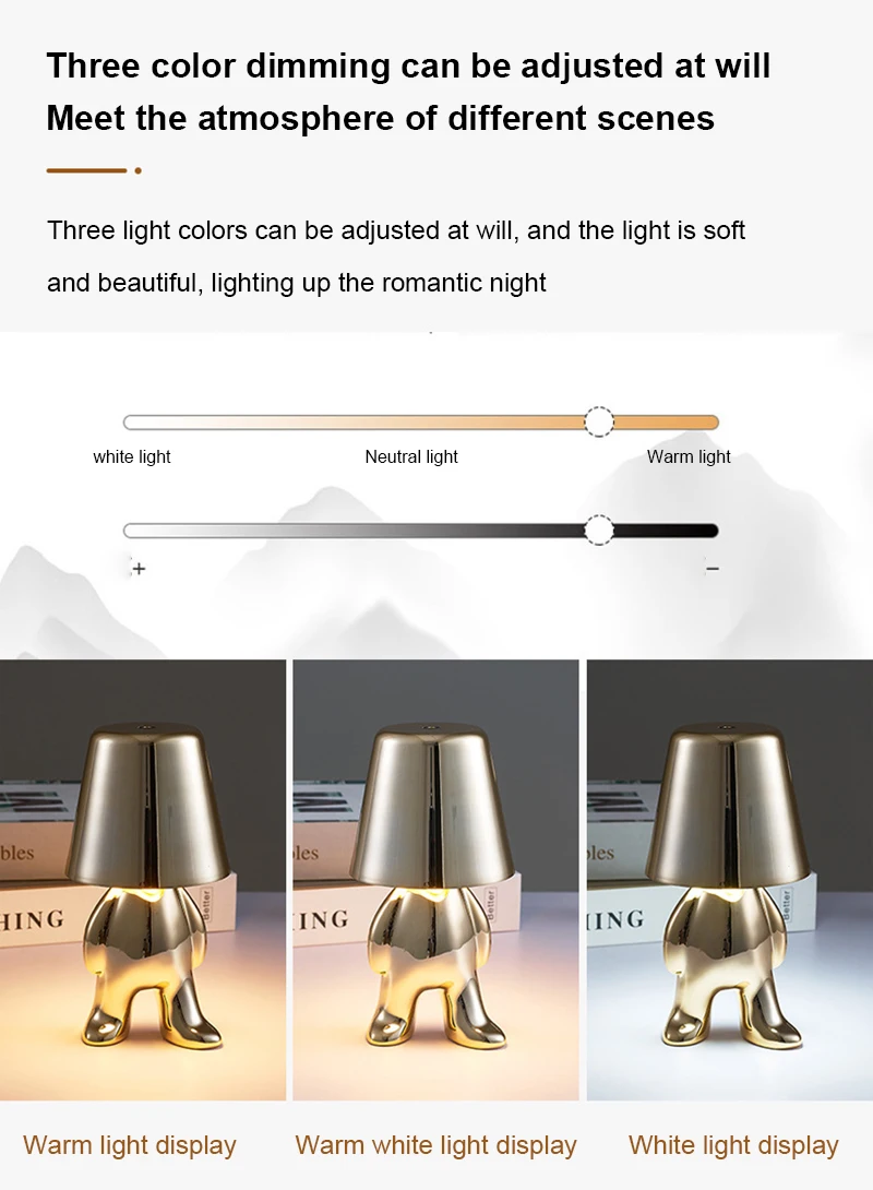 Italy Little Golden Man Night Light Thinkers Lamp Art Decor Lamp