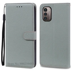 Leather Wallet Flip Cover - Elegant Book Style Protective Case with Bumper for Nokia G21 (G11) (Gray)