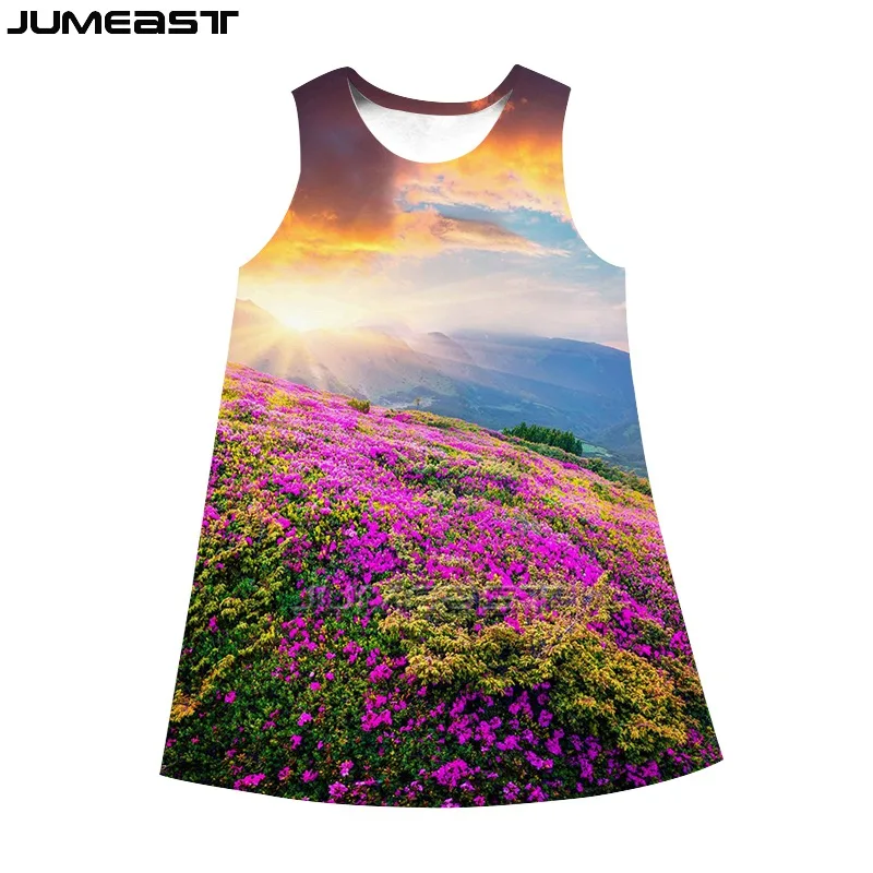 

Jumeast Women 3D Printed Dresses Cartoon Landscape Scenery Streetwear Summer Fashion Girl Sleeveless Dress Suspender Nightdress