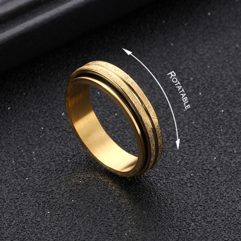 Couple rings Anti Stress Anxiety Fidget Spinner Heart Rotating Stainless Steel Wedding Band Knuckle Ring Jewelry Gift