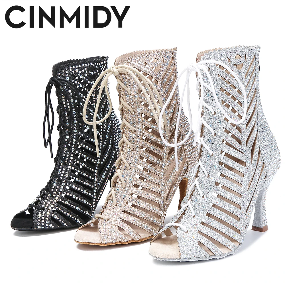 Female High Top Latin Dance Shoes Sexy Ballroom Dance Shoes Pole Boots Soft Sole Party Women High Heels