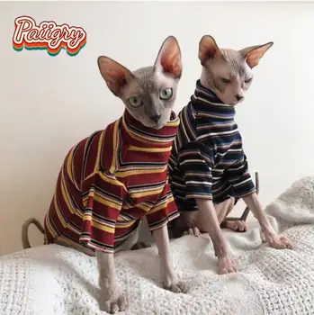 High cold retro style cat pet T-shirt, trendy fashion short sleeve, hairless cat must-have, summer pet clothing 1