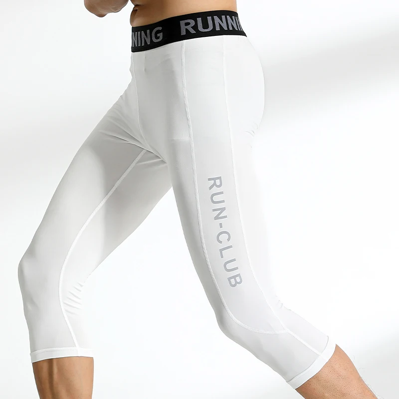 Men's Sports 3/4 Pants Gym Running Leggings Male Jogging Elastic Compressions Casual Sweatpants Football Basketball Trousers 231