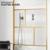 Shower Glass Door, Modern Grid Shower Door 34 * 78 Inch, 5/16"(8mm) Clear Tempered Glass and Fluted Glass Shower Panel 5