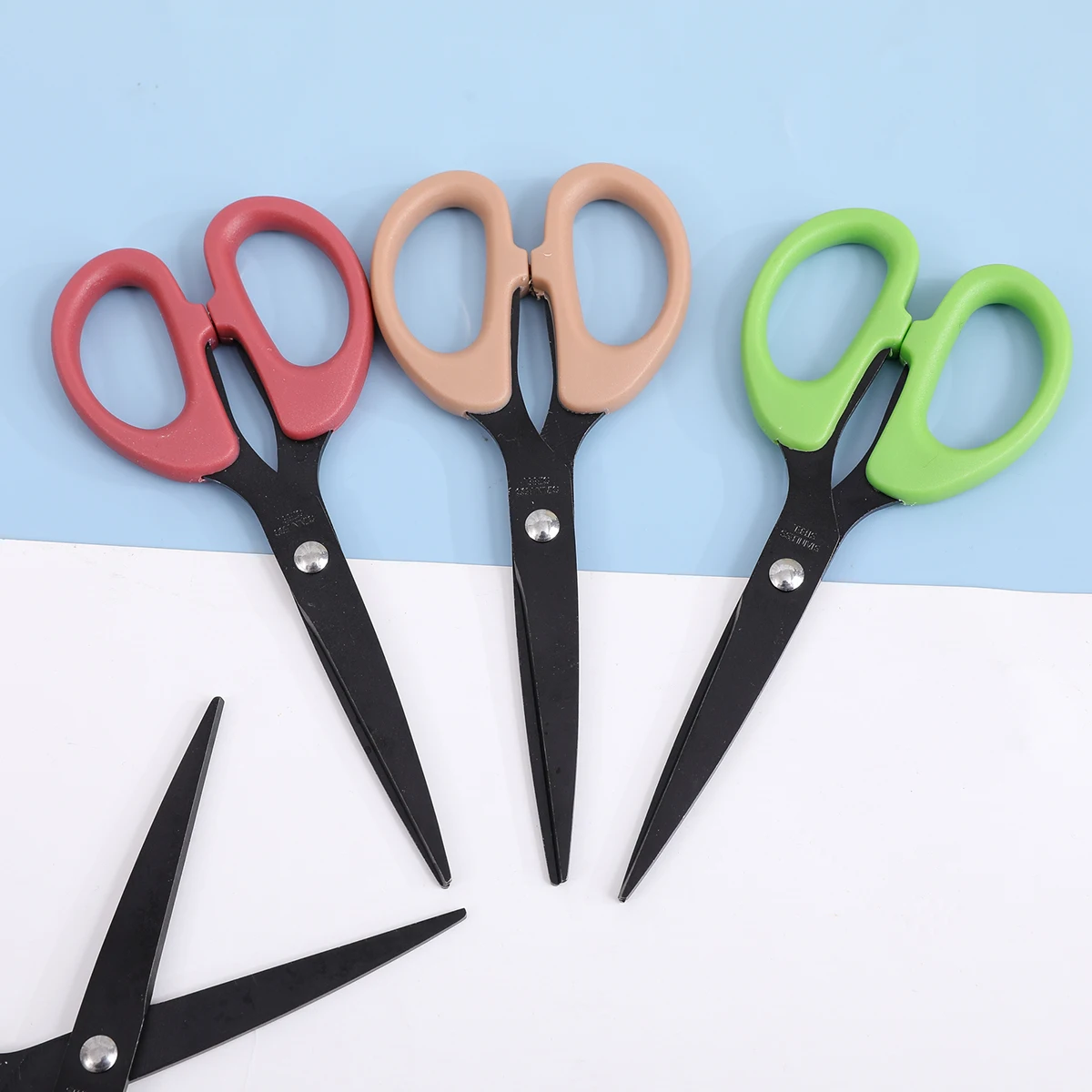 Stationery Scissors Soft Handle Scissors Black Blade Scissors 1pce 6.1 Inch Sharp Stainless Steel Blade Straight ABS Handle Shear For All Purpose