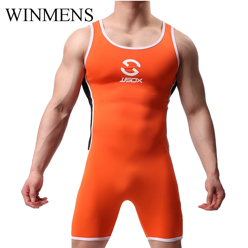 Adult Men's Pajama Romper Elastic Patchwork Jumpsuit Sleepwear Sleeveless Sexy Bodysuit Fitness Slim Fit Sportswear