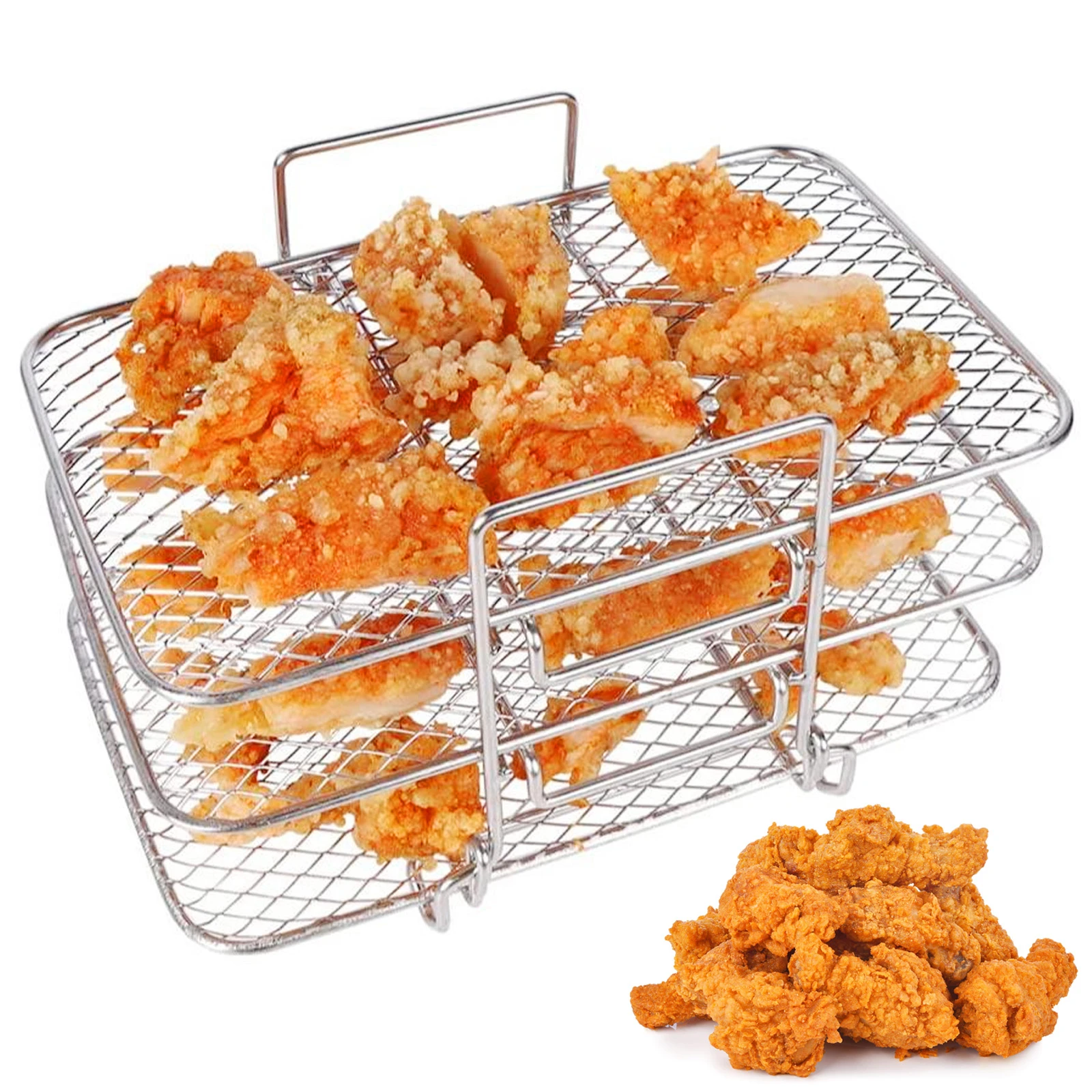 Air Fryer Rack For Ninja Dual Air Fryer 304 Stainless Steel Multilayer