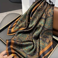 Flower Silk Square Scarf Women Satin Shawl Wrap Hijab Female Hair Band Wrist Luxury Headkerchief 70*70cm Echarpe 2024 Bandana 1
