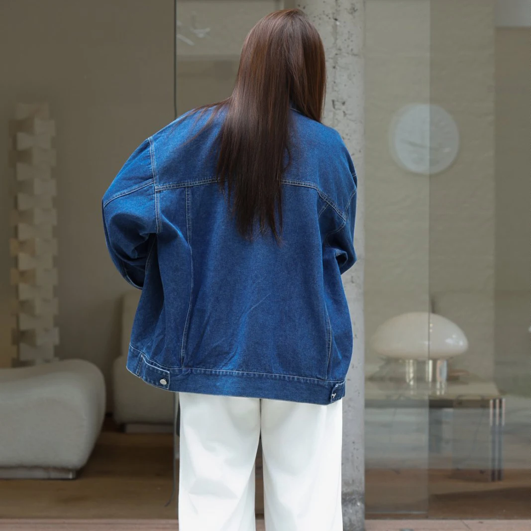 Fashion Plus Size Women's Denim Jacket Loose Casual And Vintage Blue Autumn New Premium OUTERWEAR 8535