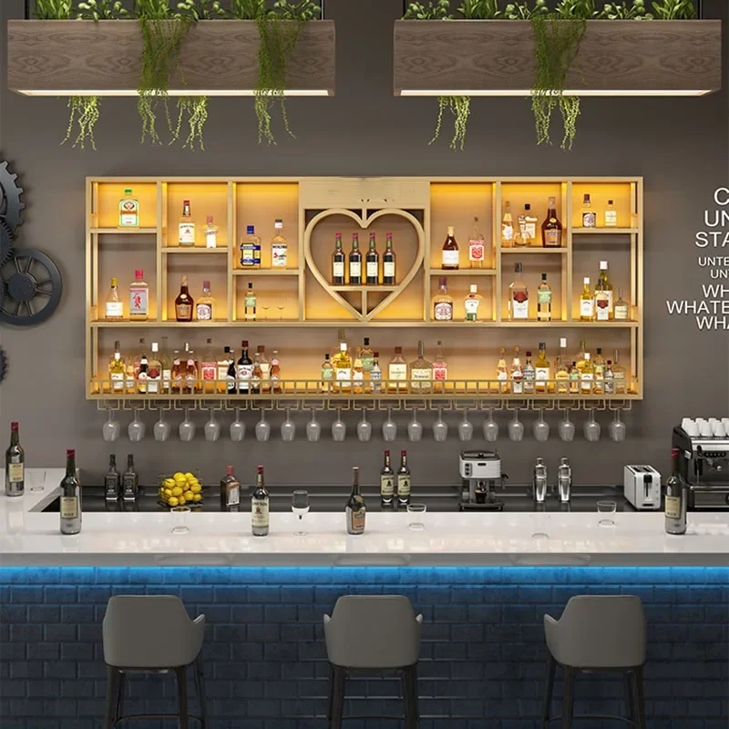 Shelf Hanging Wine Cabinets Modern Industrial Club Whisky Bar Cabinets Liquor Display Metalic Botellero Vino Liquor Furniture