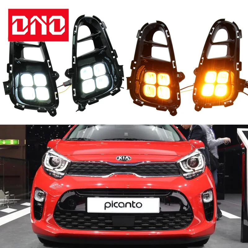 

Car LED 12V Daytime Running Headlamps For Kia Picanto 2018 2019 2020 Daylights Auto Signal Car DRL Foglamp