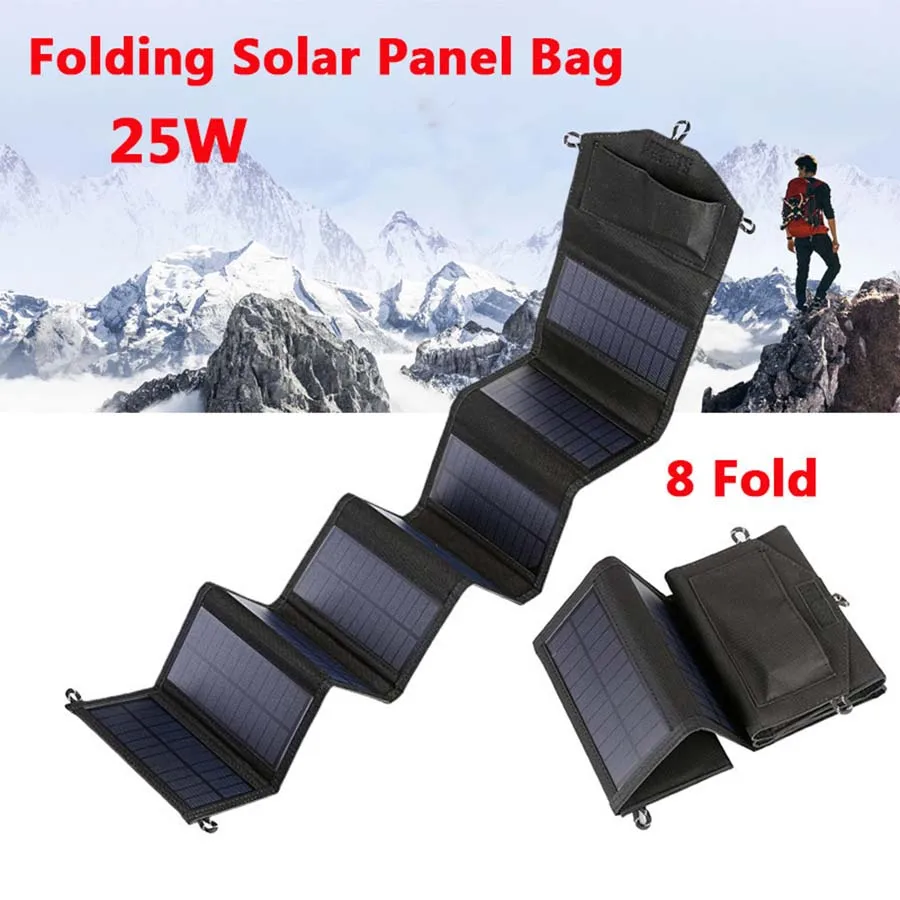 

Portable Solar Charger 20W Folding Solar Panel Single Crystal Silicon Dual USB Output For Camping Mobile Phone GPS Charging